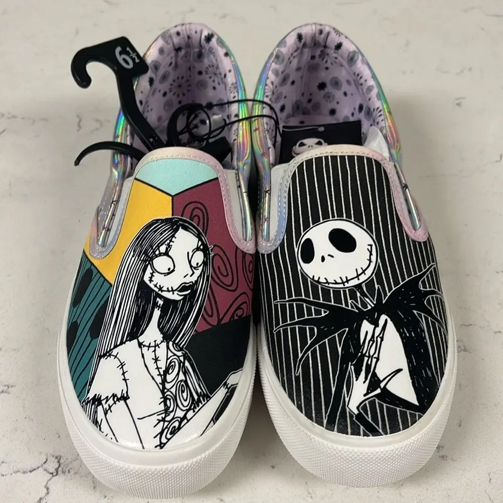 Disney Nightmare Before Christmas Low Top Slip-on Sneakers, Women’s Sizes 6 1/2”